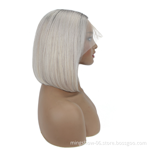 100% Brazilian Natural Bob 12" ombre Full Transparent 360 Lace Virgin Human Hair Extensions Wigs